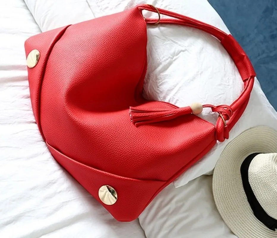 

Free shipping tide ladies bag Messenger bag fashion wooden beads tassel wild portable female bag shoulder bag solid color
