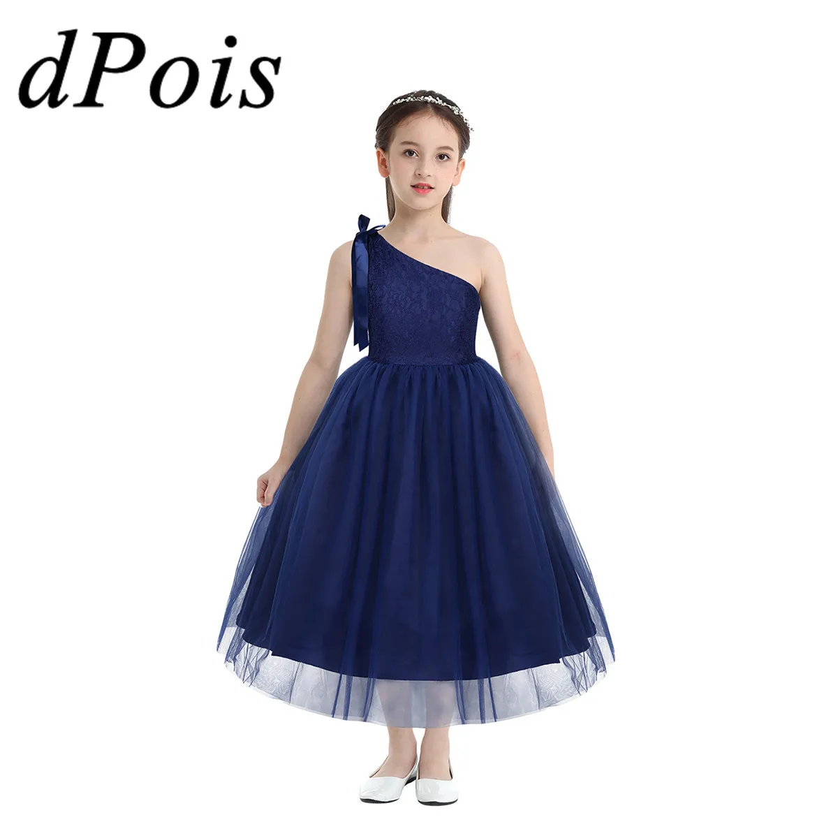 Детское кружевное торжественное платье с цветочной вышивкой фатиновое пачка