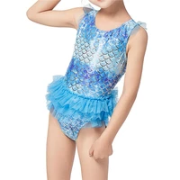 2021 new mwihuida kids swimsuits fish scale print u neck sleeveless one piece swimwear for baby girls bluepurple bikinis