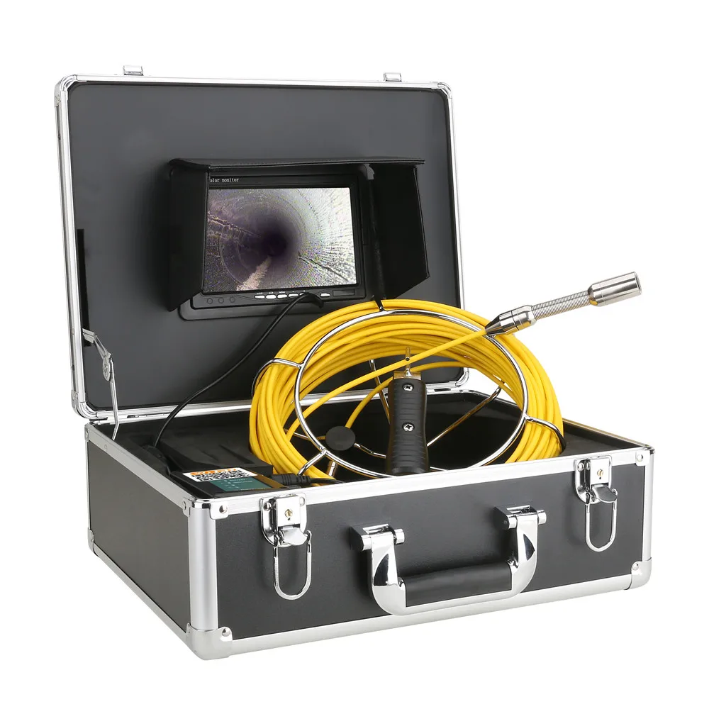 

7" Monitor 20M/30M/50M Sewer Pipe Inspection Video Camera 1000TVL Drain Sewer Pipeline Industrial Endoscope System With 12PC LED