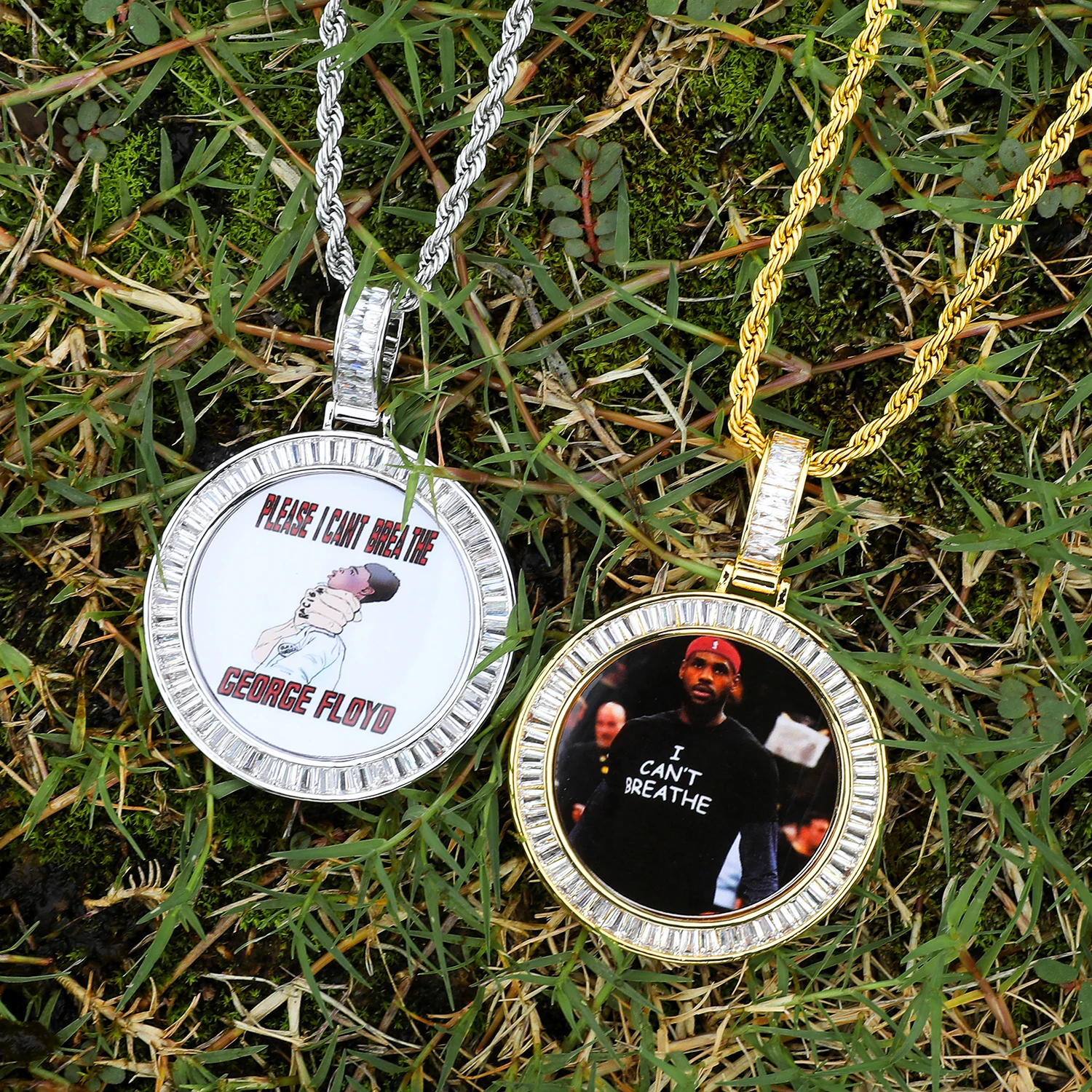 

Hip Hop Roundness Custom Photo Memory Iced Bling Cubic Zirconia Personalized Necklace Pendant Customized Men Women Jewelry Gift