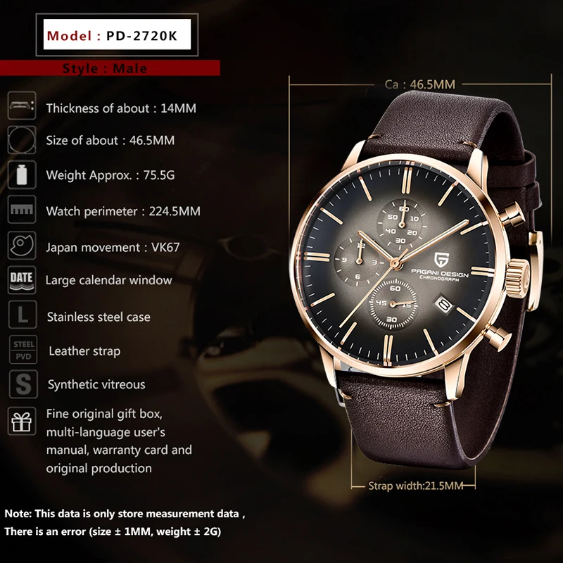 PAGANI DESIGN Men's Watches Luxury Fashion Gold Wristwatch Men Waterproof Sprot Chronograph Men Multifunction Clock Reloj hombre enlarge