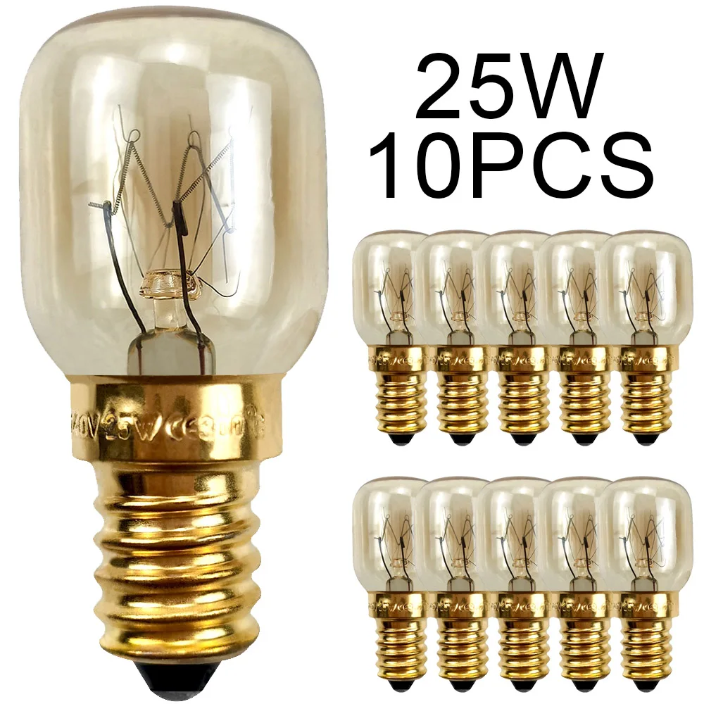 10PCS 25W 300 degree high temperature bulb Oven bulb microwave bulb salt crystal bulb E14 Screw Cap Pygmy Lamp Salt crystal lamp