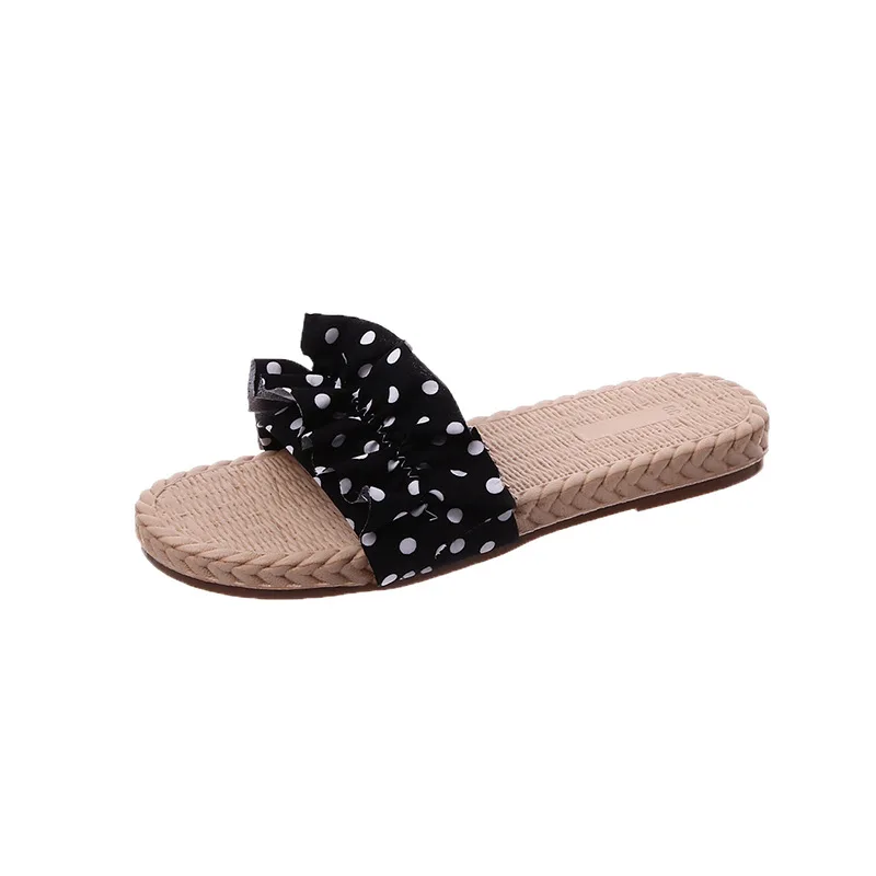 

LEMAI Plus Size 35-43 Summer Outside Flat Slippers for Women Ladies Holiday Beach Comfortable Women Shoes Polka Dots Slippers