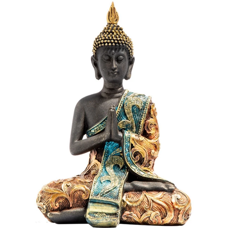 

BMBY-Buddha Statue Thailand Sculpture Resin Handmade Buddhism Hindu Feng Shui Figurine Meditation Home Decor Ornament