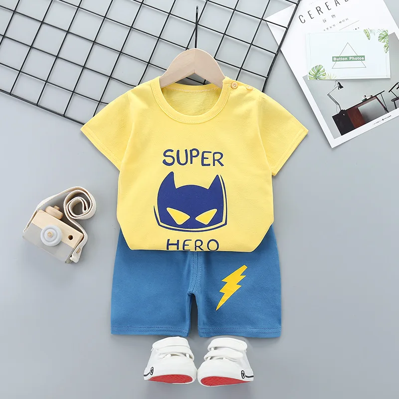 

Cartoon alphabet children's short-sleeved shorts suit T-shirt casual pants summer two-piece thin section