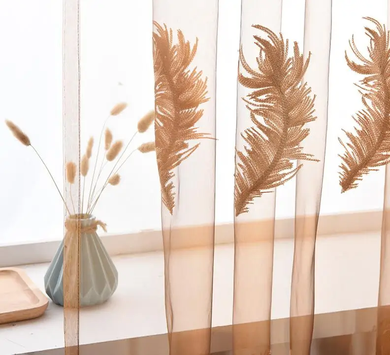 Тюлевые шторы с перьями для гостиной спальни кухни прозрачные Занавески Из вуали