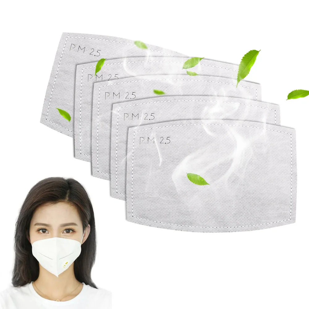 

20/10Pcs 50Pcs PM2.5 Anti Haze Mouth Mask Replaceable Filter-slice 5 Layers Non-woven Adult Activated Carbon Filter (4.7*3inch)