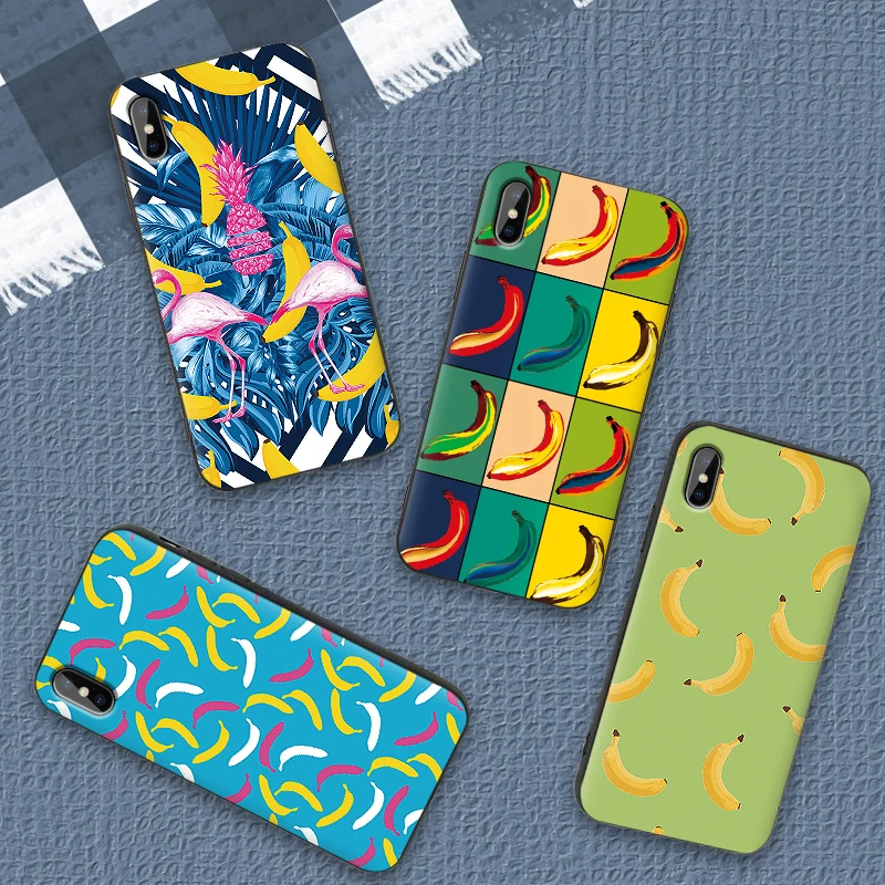 С рисунком бананов Мягкий силиконовый чехол для iPhone X XS Max XR 7 8 6 6s плюс