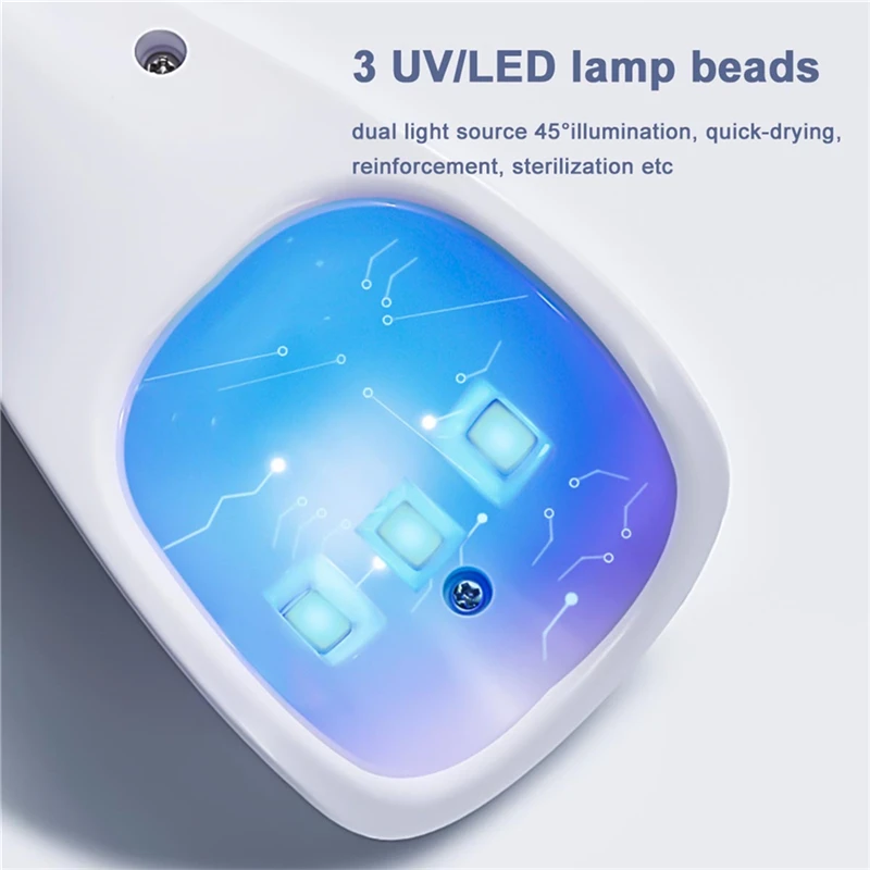 

Handheld Nail Dryer Cordless 3 UV Lamps Light Eyelash Quick-drying Mini Phototherapy Lamp Rechargeable Nail Manicure Travel Tool