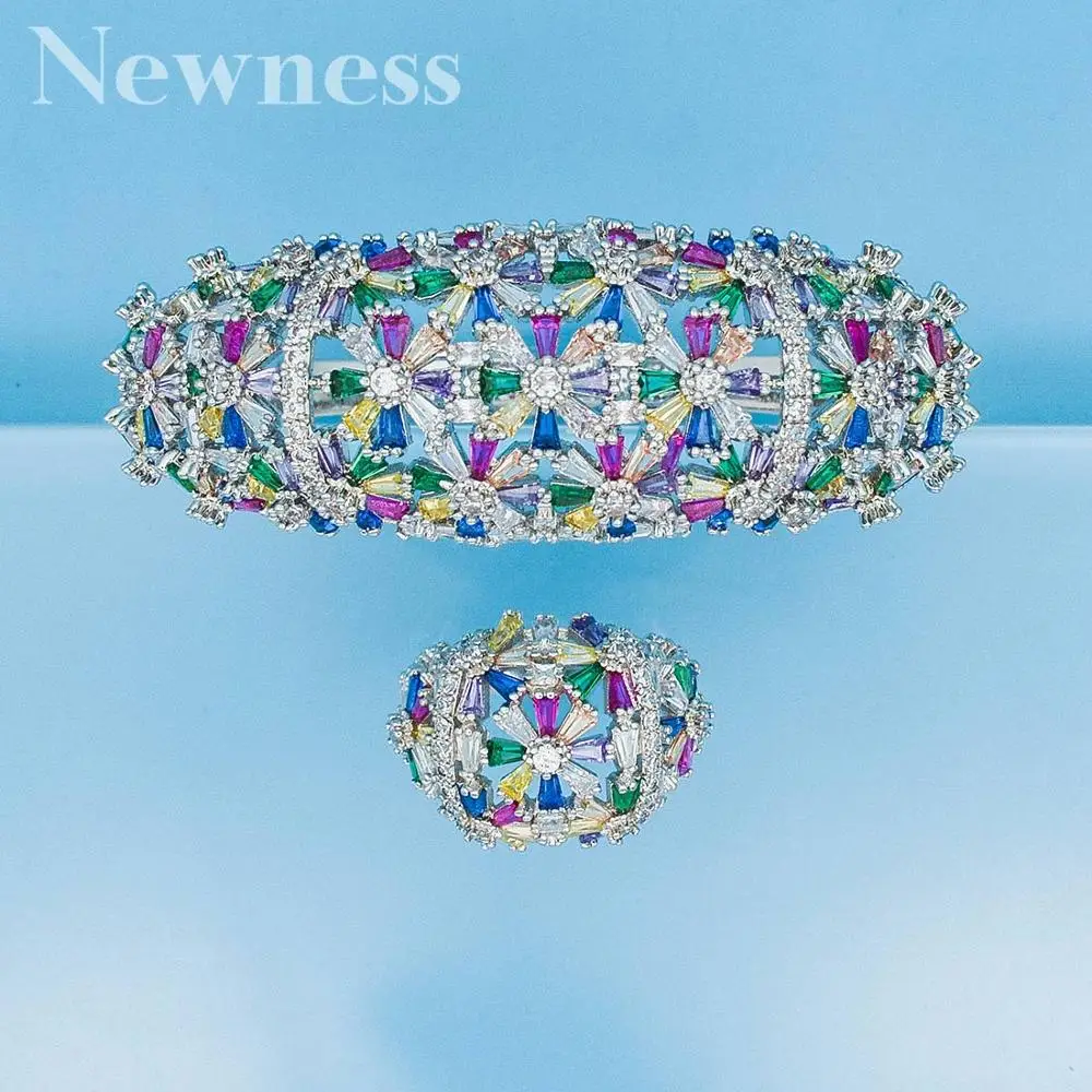 Новинка широкий роскошный комплект из кольца и браслета для тенниса женщин