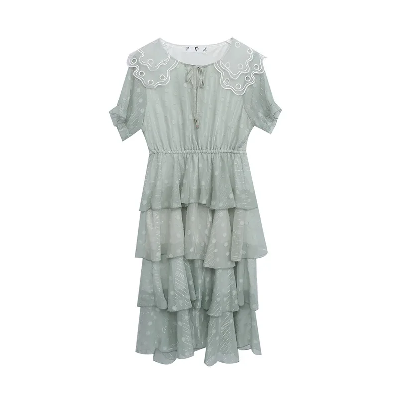 Летнее модное женское шифоновое платье большого размера с кукольным воротником