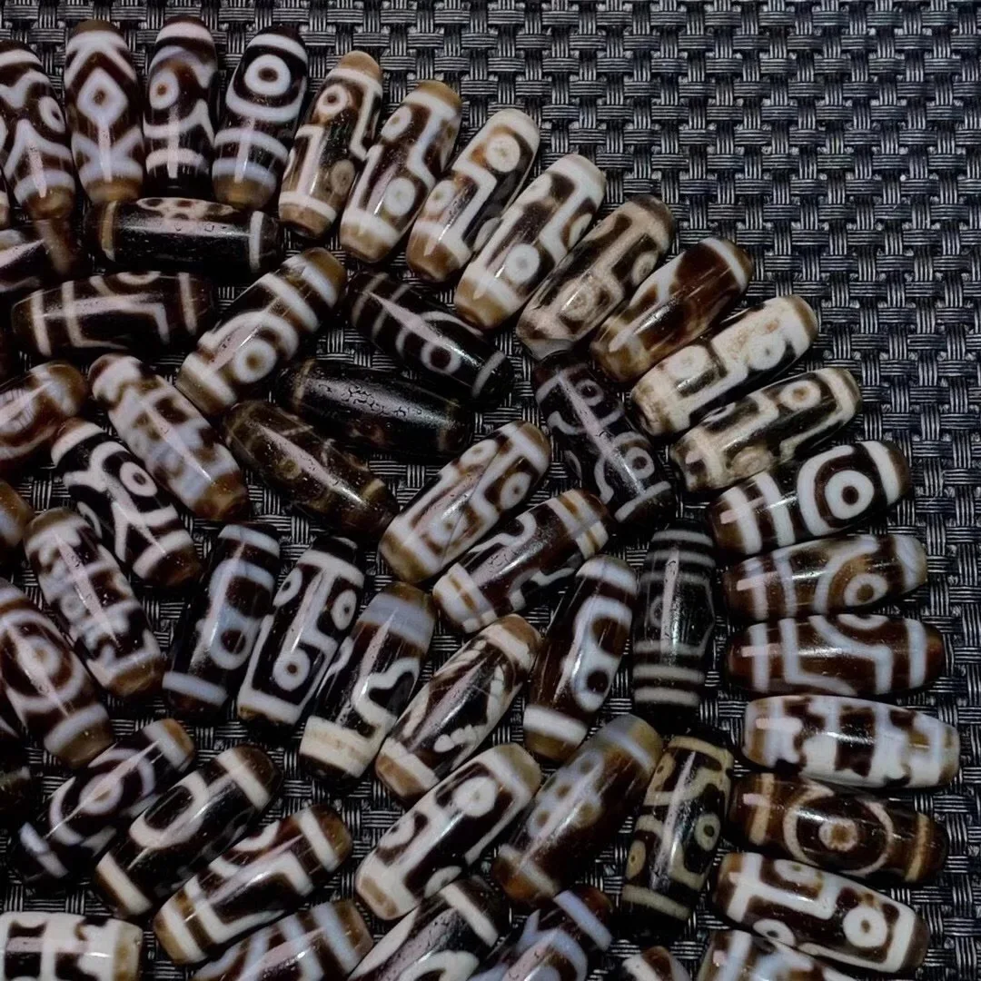 

100pcs/lot Venta al por mayor loose gemstones for jewely Natural agate Dzi Beads Permeated Dzi Beads bracelets necklaces pendant