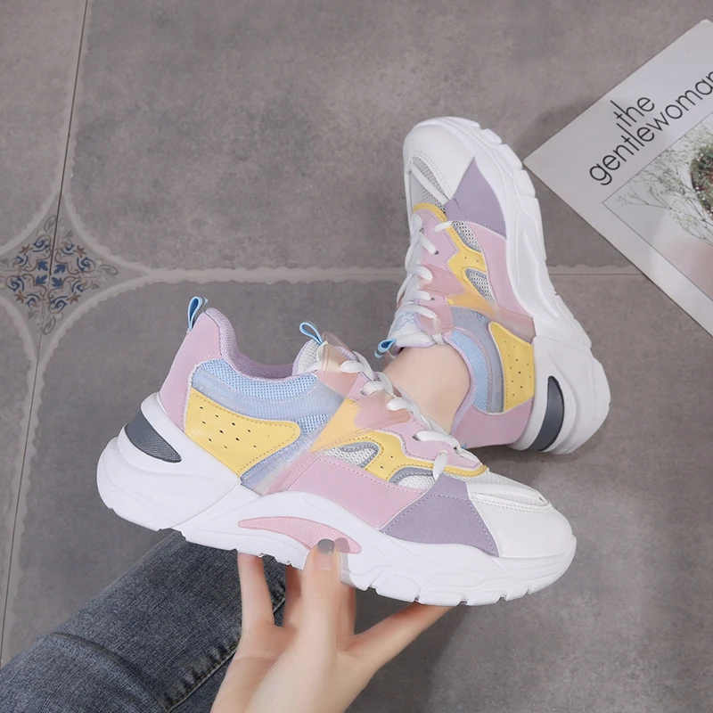 

2021 спортивные беговые кроссовки, Женские Дышащие Прогулочные кроссовки из сетчатого материала, удобная повседневная прогулочная обувь