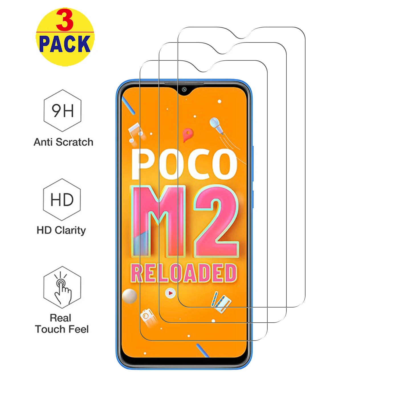 

for Xiaomi Poco M2 Reloaded Screen Protector, Anti-scratch, Tempered Glass Screen Protector for Xiaomi Poco M2 Reloaded