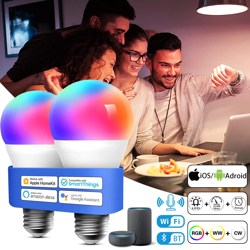 E27 B22 16 Цвет магия Smart Bombillas Светодиодная лампа для затемнения сцены Ночной