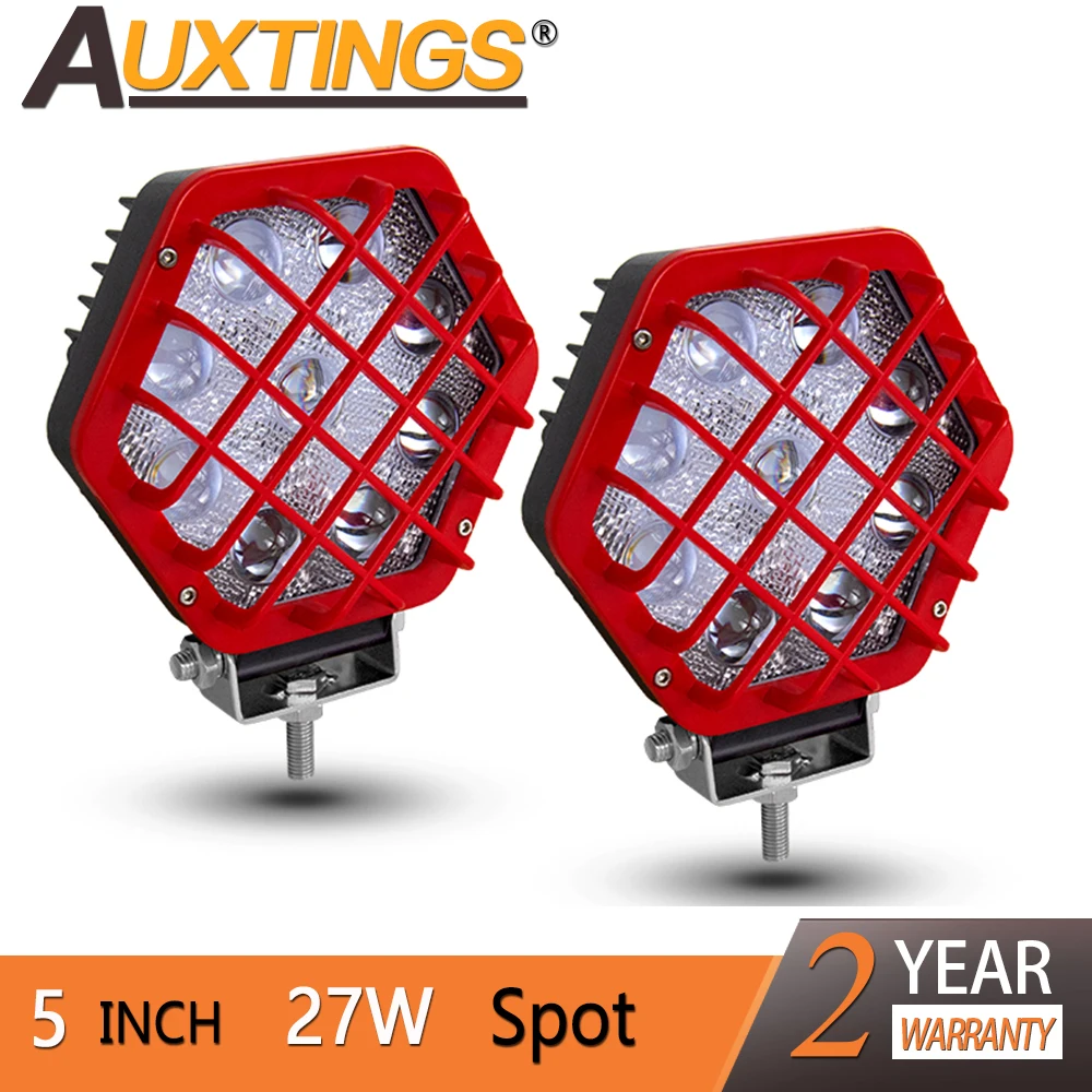 

Auxtings Offroad One pair Red 5INCH 27W LED Work Light Driving Lamp For Car Truck Trailer SUV Motorcycle ATV 4X4 4WD PICKUP