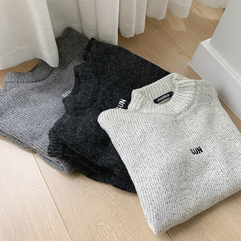 

Men Sweater Korean Clothes Oversized All Match Mens Sweaters Pullover Knitted Streetwear Comfortable High Fashion Soft Students