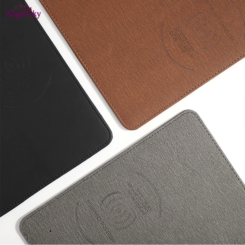 

2018 Mobile Phone Qi Wireless Charger Charging Mouse Pad Mat PU Leather Mousepad for iPhone X/8 Plus Samsung S8 Plus /Note 8