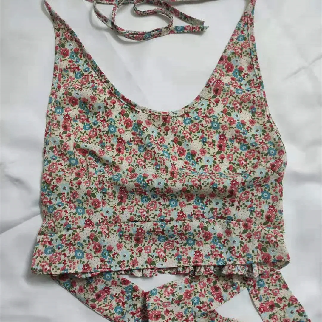 

Y2k Tops Sexy Tanks Korean 2021 Summer Fashion Floral Vintage Party Club Ladies Crop Top Bow Camis Sleeveless Women Streetwear