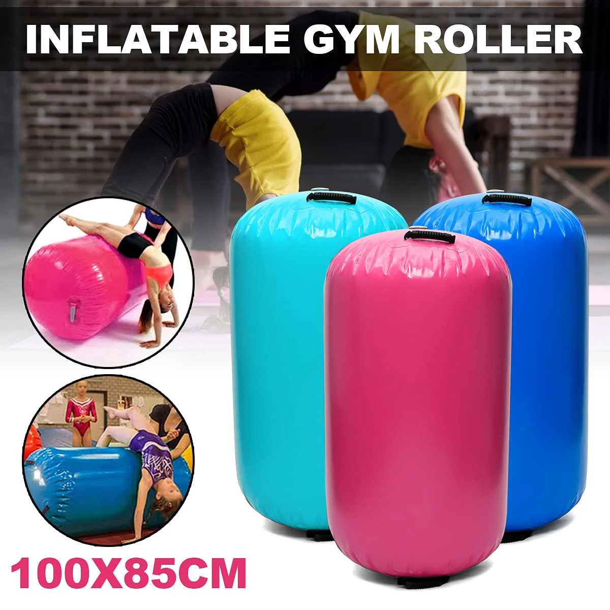 

85x100cm Inflatable Air Mat Home Roller Small Gymnastics Mat Cylinder Gym Training Sport Fitness Air Mat
