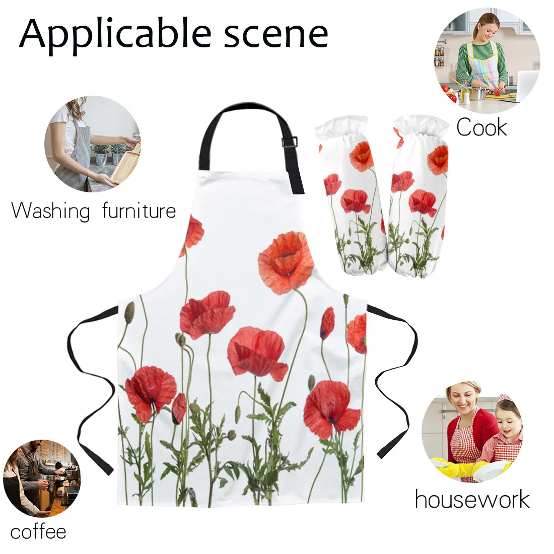 Набор фартуков красный кукурузный Маковый кухонный нагрудник рукавицы для