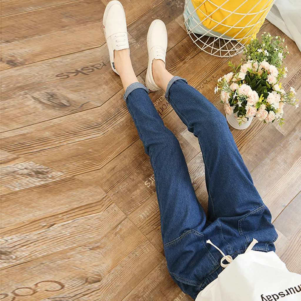 Женские шаровары с эластичной талией повседневные однотонные джинсы высокой