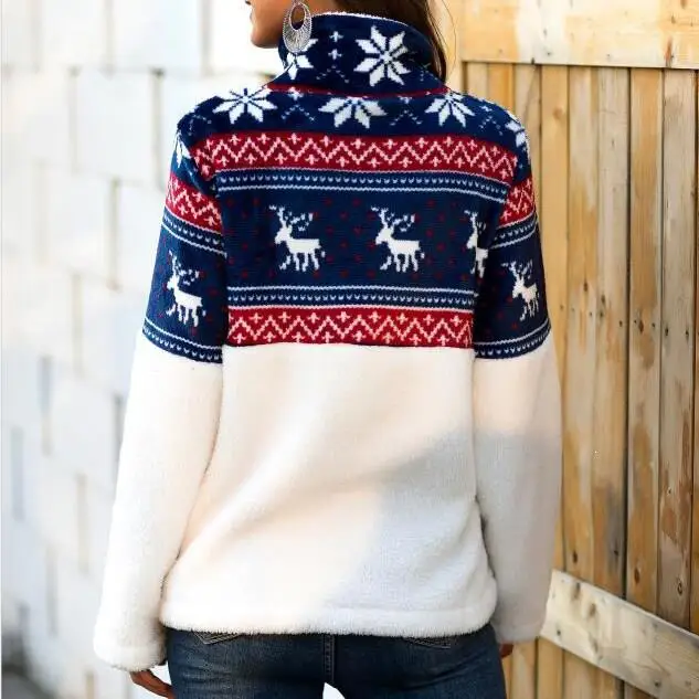 Рождественский Пушистый Плюшевый женский флисовый пуловер женские