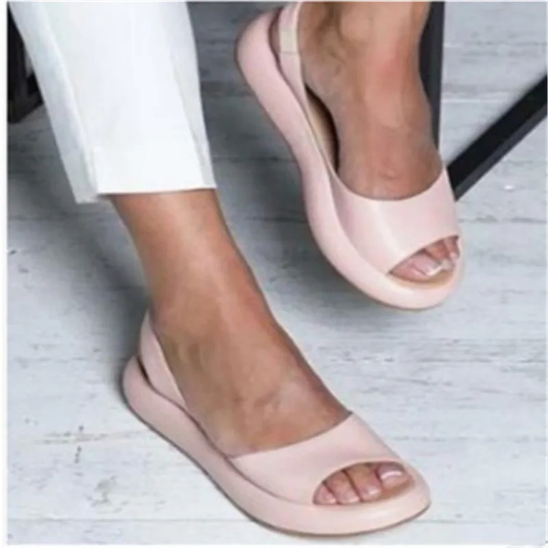 Women Flat summer Sandals woman Peep Toe Female PU Fashion Summer shoes 2021 NEW Comfortable plus size Shoes | Обувь