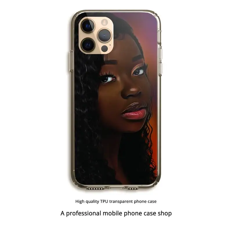 

Black Girl Magic Melanin Queen Phone Case Clear Cover For Iphone 5 6 7 8 11 12 Plus XR X XS SE2020 11/12PRO Max Transparent