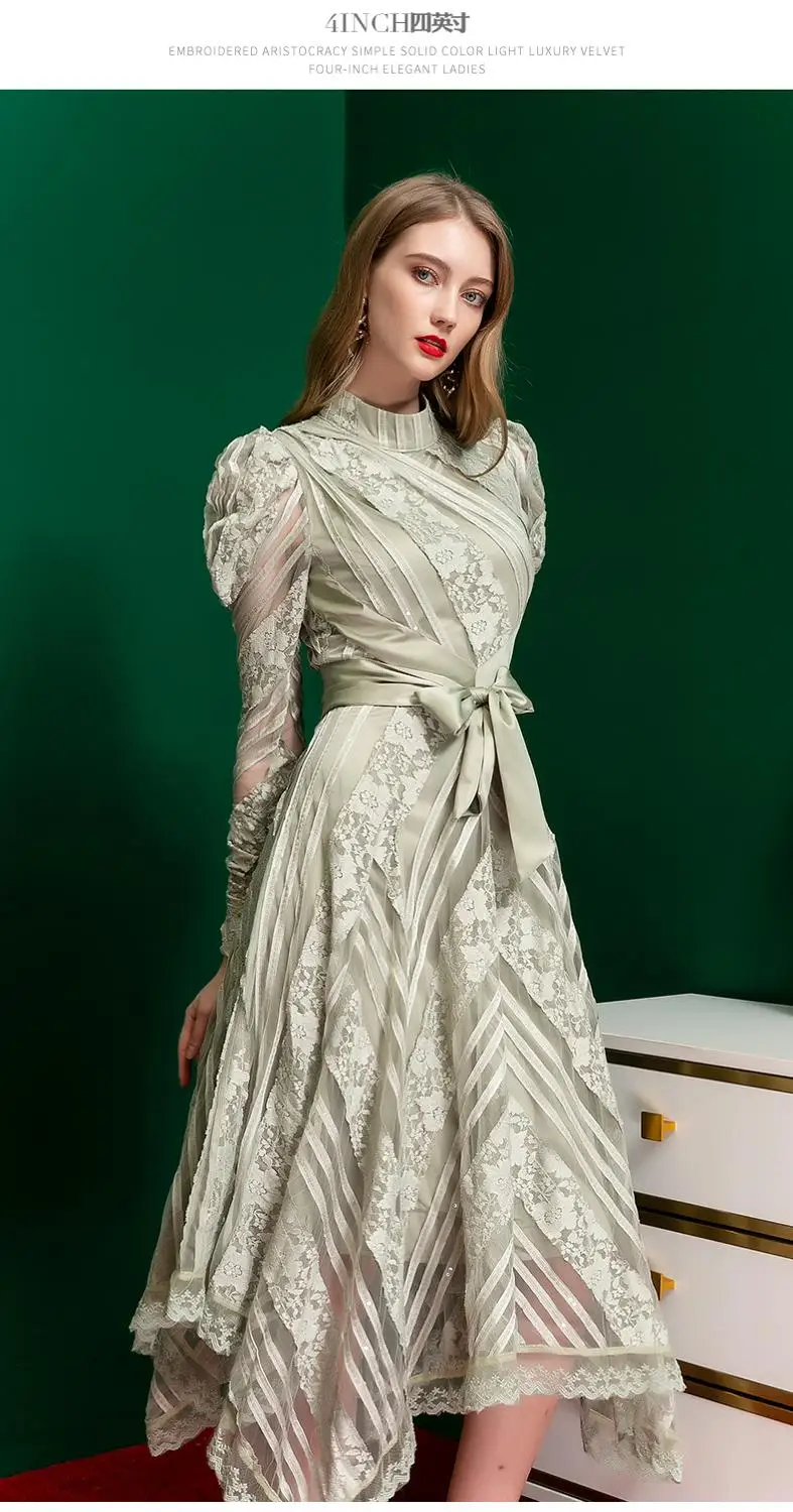 Женское кружевное платье с поясом вечерние платья длинными рукавами и