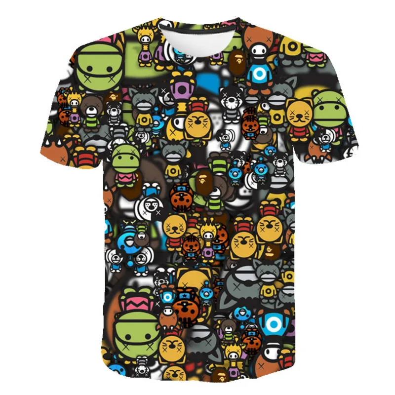 

2021 Harajuku Fashion Men's Short Sleeve O-neck Cartoon King T-shirt Summer New Style Customize Various Patterns