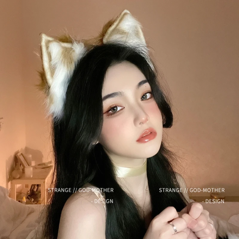 

Искусственное плюшевое животное, ободок для волос в ушах, японская Милая заколка для волос, головной убор в стиле Лолиты, KC, женские аксессуа...