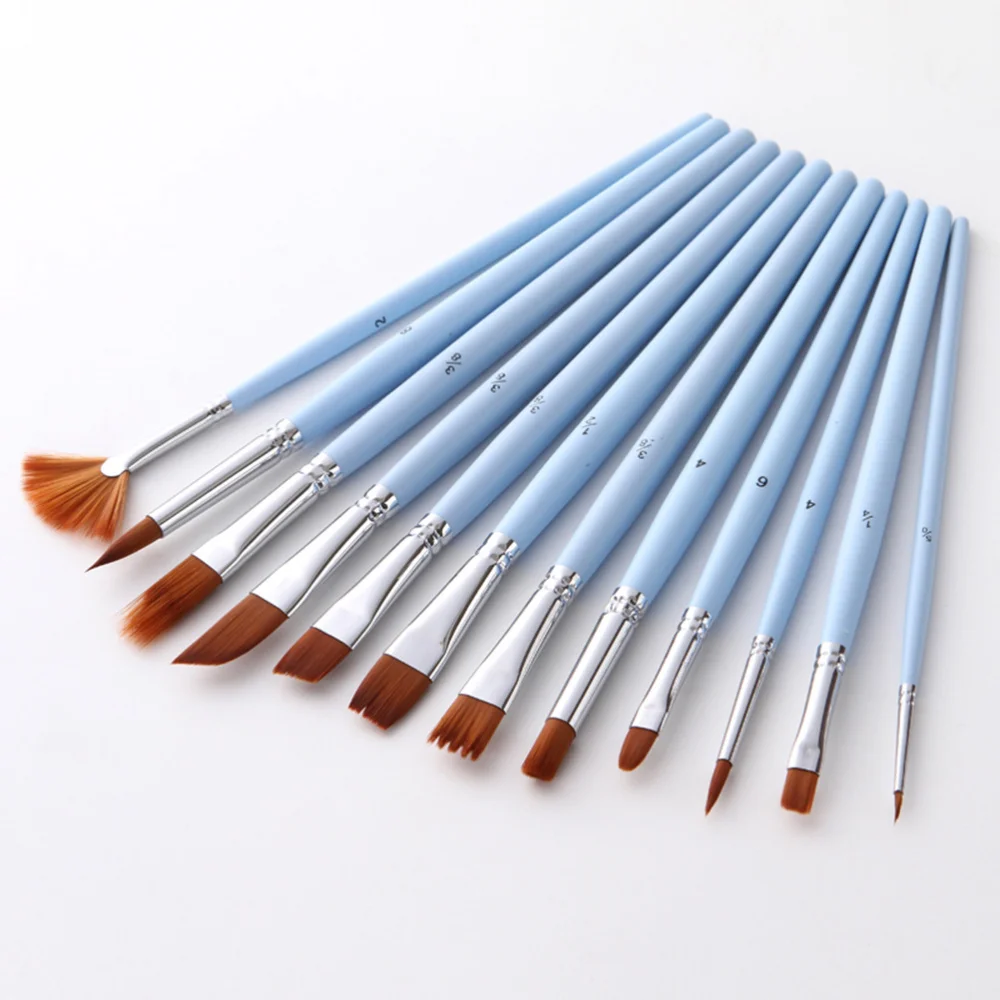 

12pcs Nylon Hair Paint Brush Set Artist Watercolor Acrylic Oil Painting Supplies