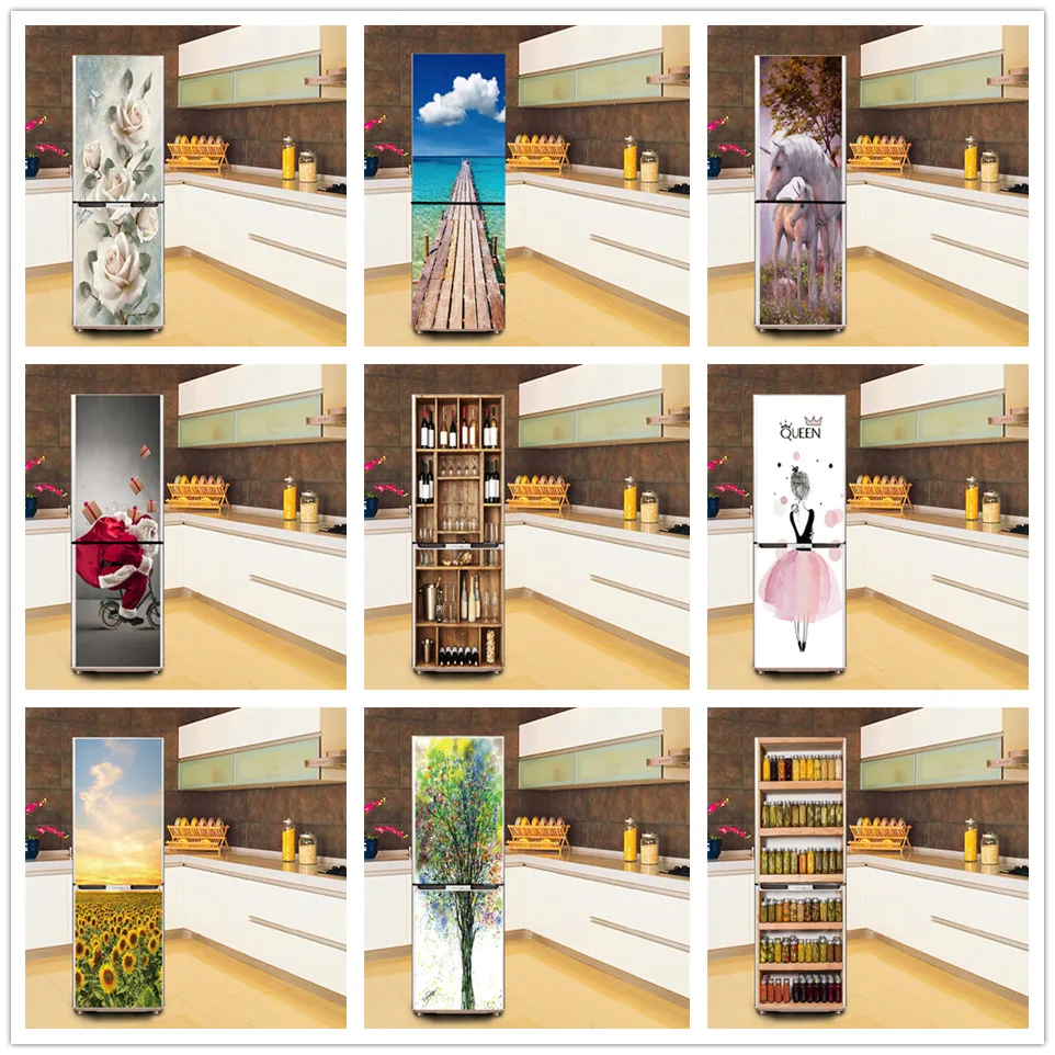 

60x150cm PVC Wallpaper Refrigerator Renew Sticker Self-Adhesive Home Design Decoration Poster Wardrobe Fridge Door Decor Decals