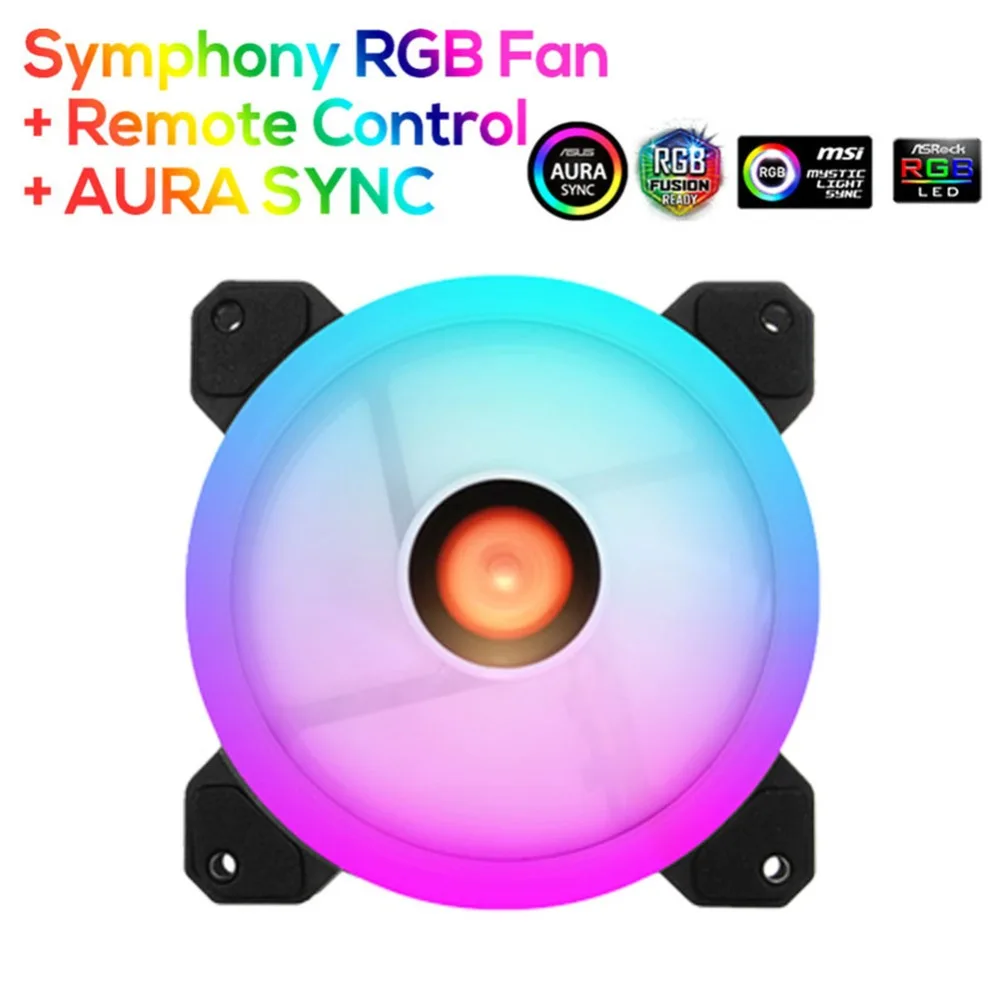 120 мм RGB Вентилятор Cooler 5pin двойной аура 1/3/6 шт. ПК Вентиляторы пульт дистанционного управления компьютером Процессор Вентилятор охлаждения Регулируемая цветная(RGB) и Скорость вентилятора