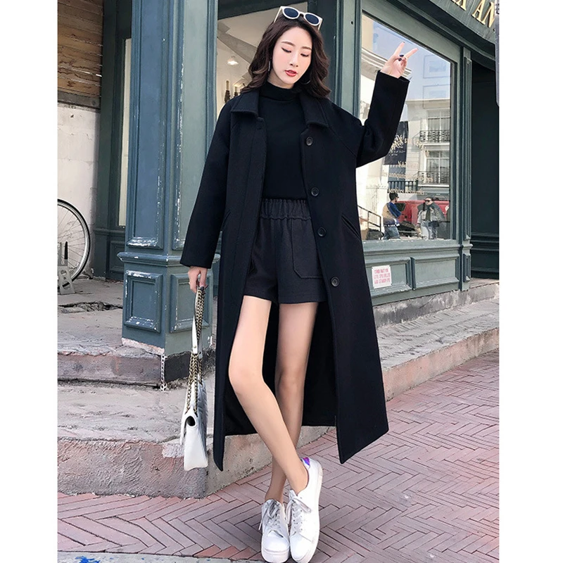 

2020 autumn and winter new European and American lapel loose and comfortable casual fashion temperament ladies woolen jacket