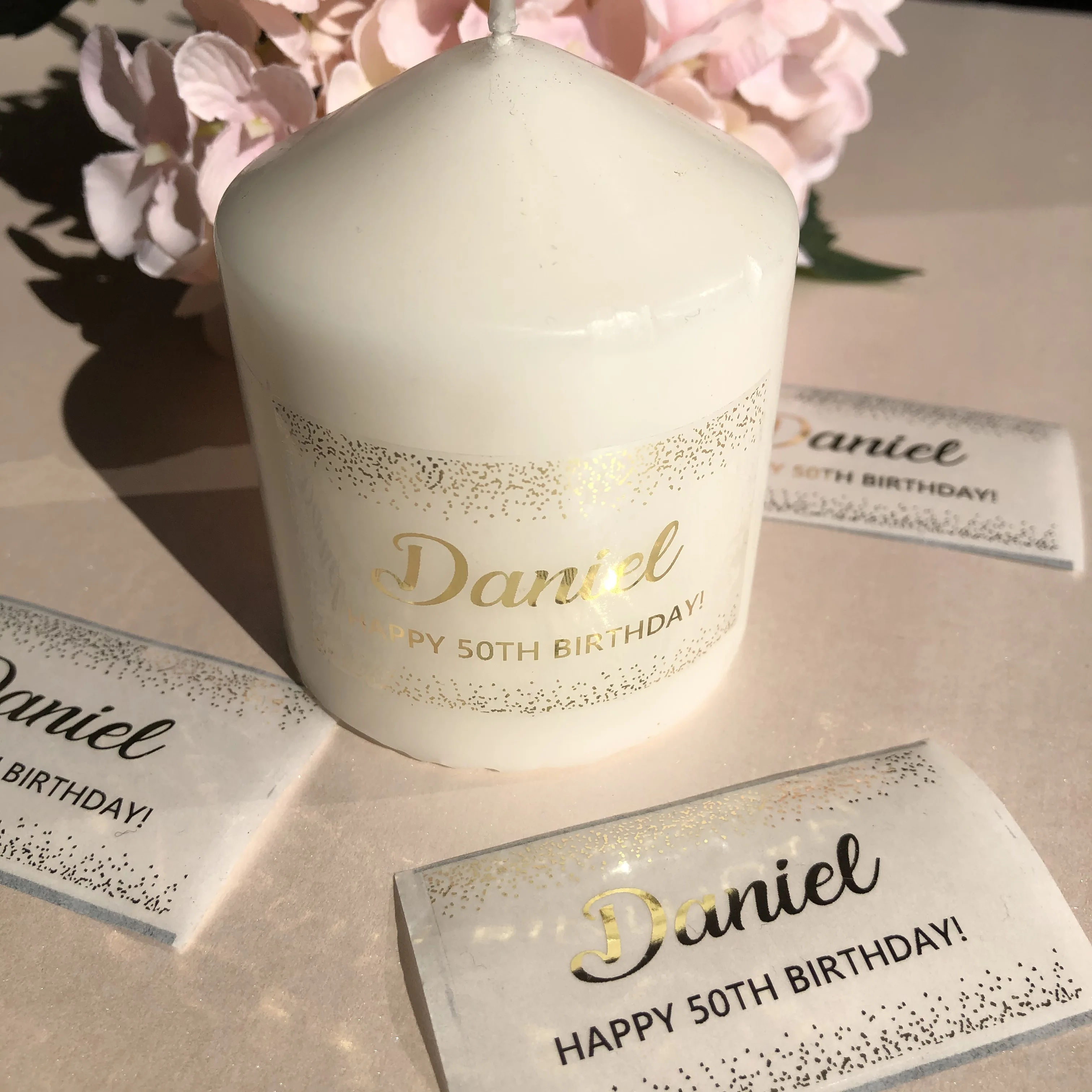 С 50 летним днем рождения Спасибо наклейки Золотой юбилей сувениры