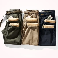 casual pants mens plush thickened warm winter overalls trend versatile loose leggings
