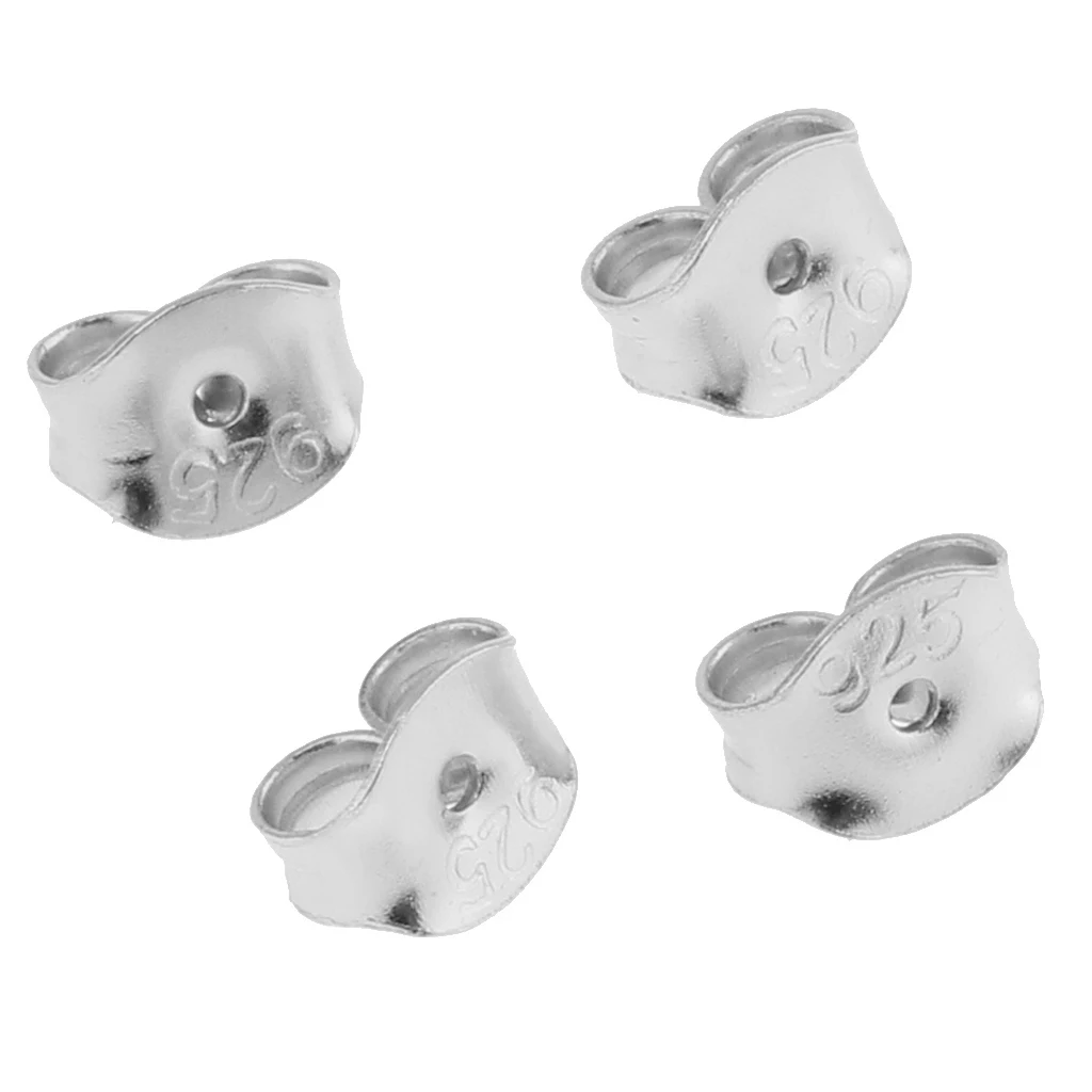 

32pcs White Silver 925 Sterling Silver Earring Back Stoppers Safety Clasps DIY