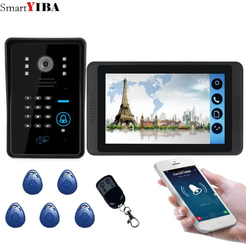 

7inch Wired/Wireless Wifi RFID Password Video Door Phone Doorbell Intercom Entry System with IR-CUT 1000TVL Camera