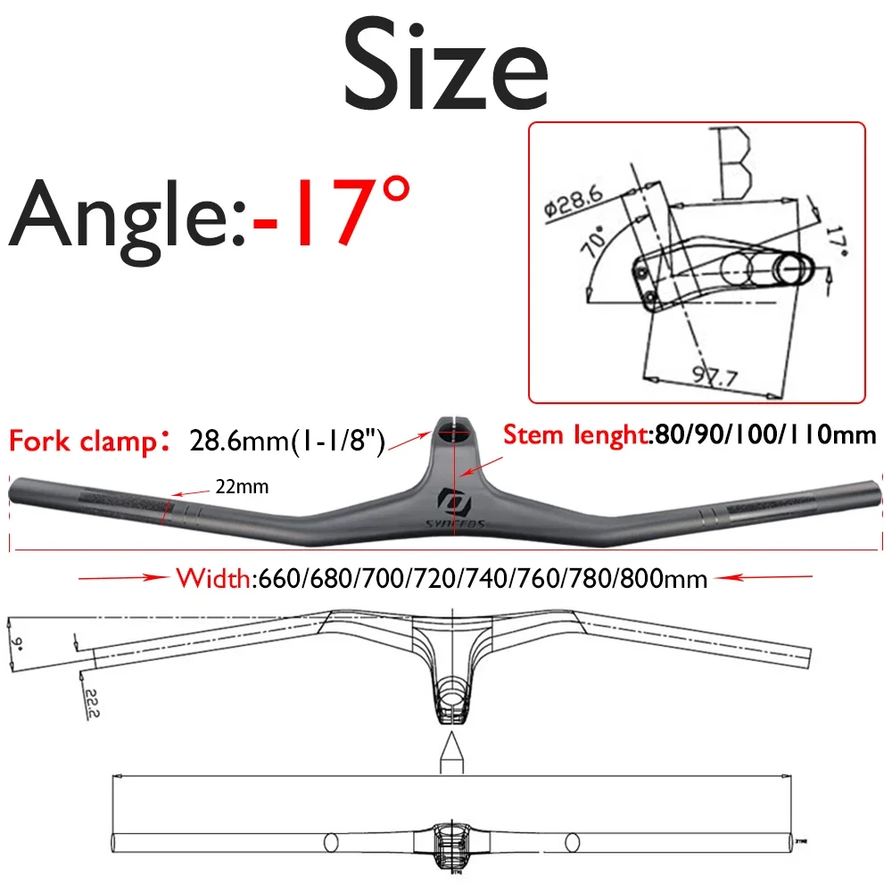 Скидка -17 ° Syncros полностью из углеродного волокна MTB велосипедный руль Фрейзер IC SL красочный Интегрированный руль 660 мм-800 мм