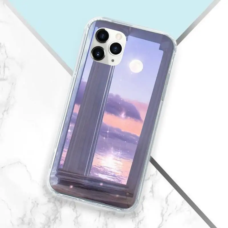 

Moon starry sky sun creative illustration Phone Case Transparent for iPhone 11 12 mini pro XS MAX 8 7 6 6S Plus X 5S SE 2020 XR
