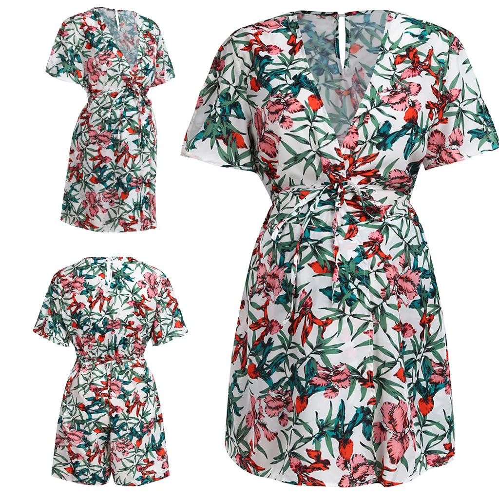 Новинка 2019 женское платье для беременных с коротким рукавом и цветочным принтом