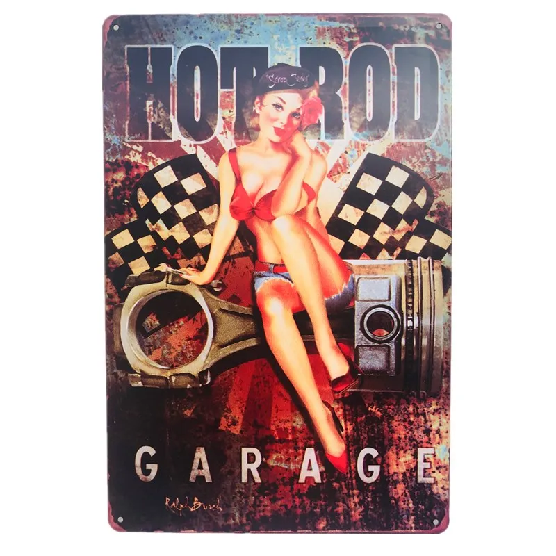Hot Rod Garage настенный Декор металлическая жестяная вывеска Винтаж домашний декор