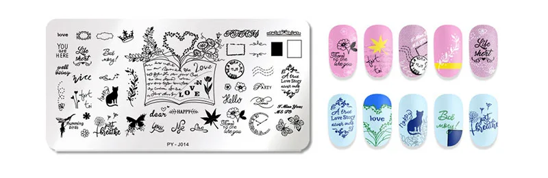 PY-J014 12*6cm Rectangle Nail Stamping Template Halloween Style pumpkin Spider Web Flower Patterns DIY Nail Designs Manicure Stamp Plate - Цвет: PY-J014