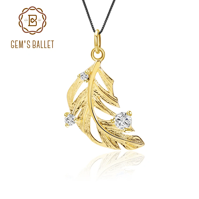 Женская подвеска с золотыми перьями GEM'S BALLET ожерелье ручной работы из