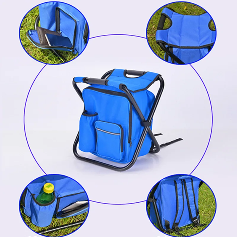folding camping stool portable backpack outdoor fishing chair bag cooler insulated picnic bag hiking seat table bag bear 150kg free global shipping