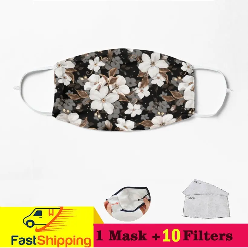 

Маскарилла уличная многоразовая моющаяся с цветами яблока, розовыми цветами и птицами, красивыми розами