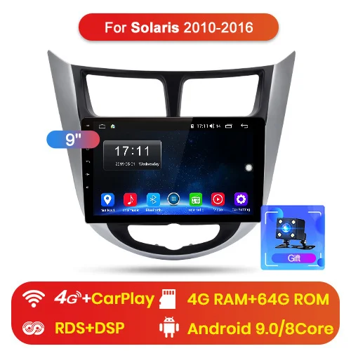 4G (4GB 64GB) BK Junsun V1 2G+ 32G Android 9,0 DSP автомобильный Радио мультимедийный видео плеер для hyundai Solaris 1 2010- навигация gps 2 din без DVD - Цвет: 4G (4GB 64GB) BK